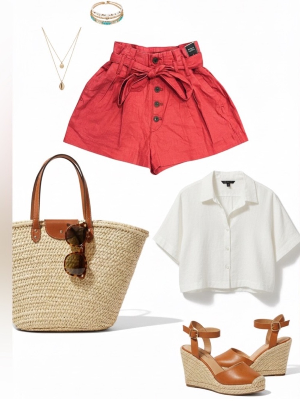 Abercrombie and Fitch High Waisted Linen Blend Paperbag Shorts - Picture 6 of 6